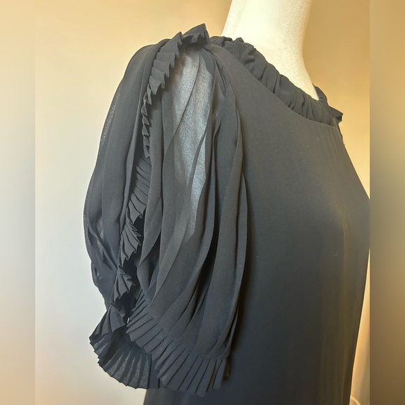 Black Ruffled Organza Blouse, Festive, Evening - size Medium - Picture 4 of 6